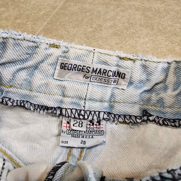 Vtg 80s Guess USA Acid Wash Light Denim Distressed Boot Cut Retro Mom Jean Sz 28 - Picture 6 of 8